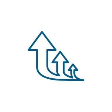 Üç Ok İşareti Yönü Tek yön. Düz Hat Yolu Yönü Mavi Vektör İllüstrasyonu.