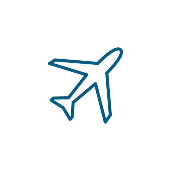 Αεροπλάνο Γραμμή Μπλε Εικόνα Λευκό Φόντο Μπλε Επίπεδη Στυλ Εικονογράφηση — Διανυσματικό Αρχείο