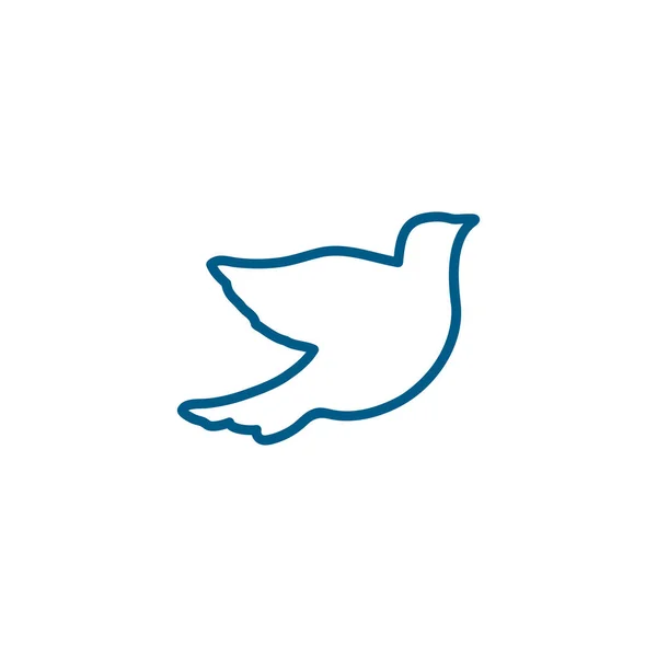 Bird Line Blue Icon Auf Weißem Hintergrund Blaue Flache Vektor — Stockvektor