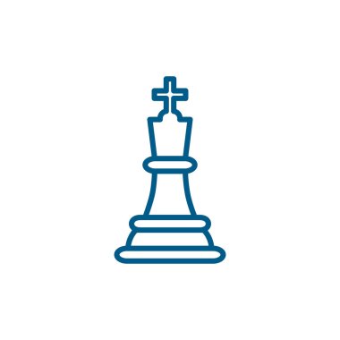 Satranç Kralı Satranç Çizgisi Beyaz Arkaplanda Mavi Simge. Mavi Düz Biçim Vektör İllüstrasyonu.