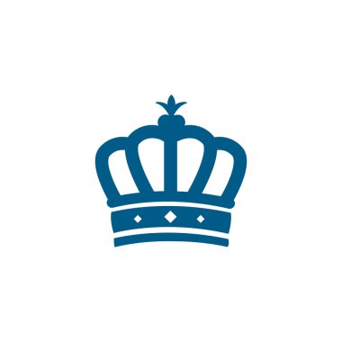 Beyaz Arkaplanda Crown Blue Icon. Mavi Düz Biçim Vektör İllüstrasyonu.