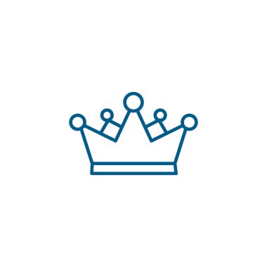 Beyaz Arkaplanda Crown Line Blue Icon. Mavi Düz Biçim Vektör İllüstrasyonu.