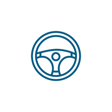 Araba Direksiyon Hattının Beyaz Arkaplanda Mavi Simgesi. Mavi Düz Biçim Vektör İllüstrasyonu.