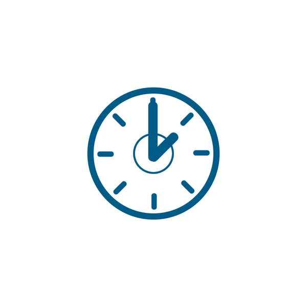 Relógio Ícone Azul Sobre Fundo Branco Ilustração Vetor Estilo Plano —  Vetores de Stock