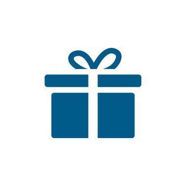 Beyaz Arkaplanda Hediye Kutusu Mavi Simgesi. Mavi Düz Biçim Vektör İllüstrasyonu.