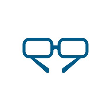 Beyaz Arkaplanda Mavi Gözlük Simgesi. Mavi Düz Biçim Vektör İllüstrasyonu.