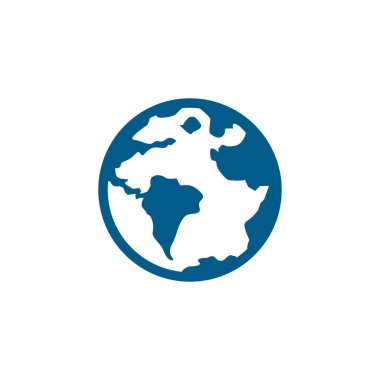 Küre Mavi Simgesi Beyaz Arkaplanda. Mavi Düz Biçim Vektör İllüstrasyonu.