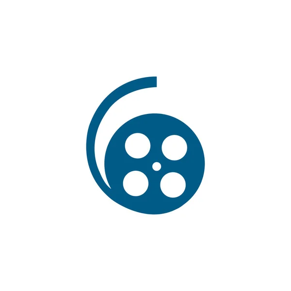 Film Reel Blue Icon Auf Weißem Hintergrund Blaue Flache Vektor — Stockvektor