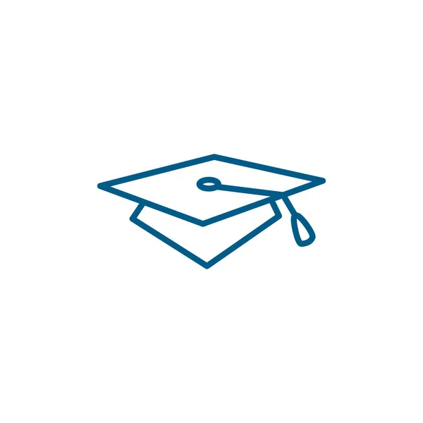 Línea Sombrero Graduación Icono Azul Sobre Fondo Blanco Ilustración Vectores — Vector de stock