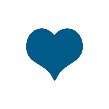 Heart Blue Icon Beyaz Arkaplanda. Mavi Düz Biçim Vektör İllüstrasyonu.