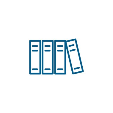 Kütüphane hattı Beyaz Arkaplanda Mavi Simge. Mavi Düz Biçim Vektör İllüstrasyonu.