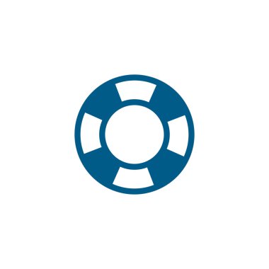 Beyaz Arkaplanda Lifebuoy Mavi Simgesi. Mavi Düz Biçim Vektör İllüstrasyonu.