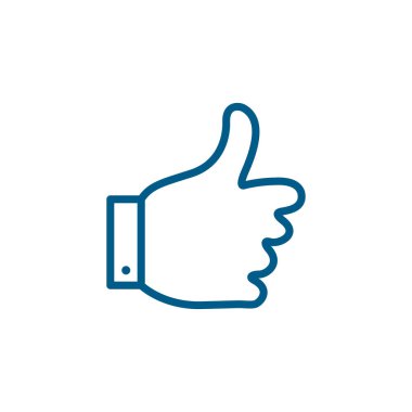 Beyaz Arkaplanda Mavi İkona Başparmak Var. Mavi Düz Biçim Vektör İllüstrasyonu.