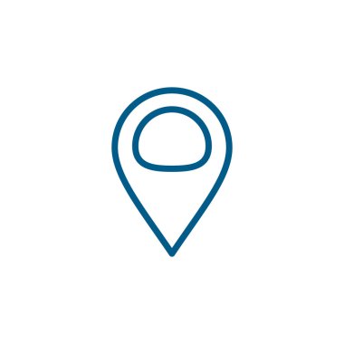 Beyaz Arkaplanda Yer Bulma Hattı Mavi Simgesi. Mavi Düz Biçim Vektör İllüstrasyonu.