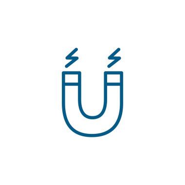 Beyaz Arkaplanda Mıknatıs Hattı Mavi Simgesi. Mavi Düz Biçim Vektör İllüstrasyonu.