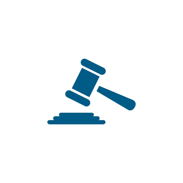 Justice Gavel Blue Icon Fundo Branco Ilustração Vetor Estilo Plano — Vetor de Stock