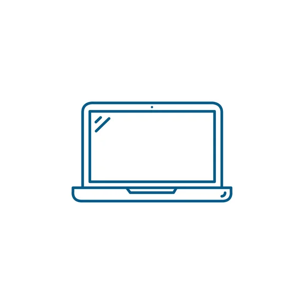 Laptop Line Blue Icon Auf Weißem Hintergrund Blaue Flache Vektor — Stockvektor