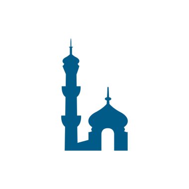 Beyaz Arkaplanda Cami Mavisi Simgesi. Mavi Düz Biçim Vektör İllüstrasyonu.