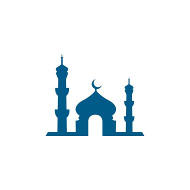Beyaz Arkaplanda Cami Mavisi Simgesi. Mavi Düz Biçim Vektör İllüstrasyonu.