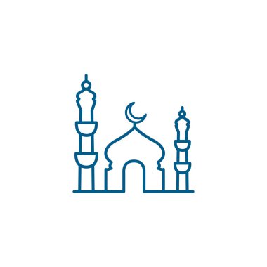 Beyaz Arkaplanda Cami Hattı Mavi Simge. Mavi Düz Biçim Vektör İllüstrasyonu.