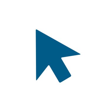 Beyaz Arkaplanda Fare İmleci Mavi Simge. Mavi Düz Biçim Vektör İllüstrasyonu.