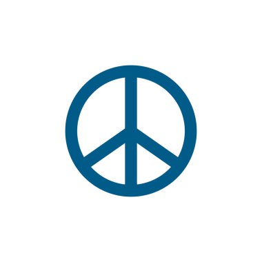 Beyaz Arkaplanda Barış İşareti Mavi Simgesi. Mavi Düz Biçim Vektör İllüstrasyonu.