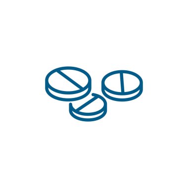 Medicine Line Beyaz Arkaplanda Mavi Simge. Mavi Düz Biçim Vektör İllüstrasyonu.