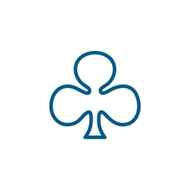 Beyaz Arkaplanda Kart Kulübü Çizgisi Mavi Simge Oyunu. Mavi Düz Biçim Vektör İllüstrasyonu.