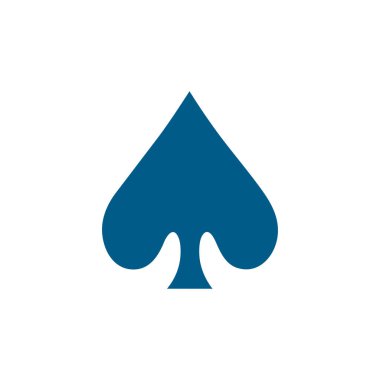 Beyaz Arkaplanda Kart Maça Mavi Simge Oynuyorum. Mavi Düz Biçim Vektör İllüstrasyonu.