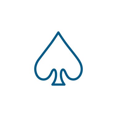 Kart Maça Çizgisi Beyaz Arkaplanda Mavi Simge Oynanıyor. Mavi Düz Biçim Vektör İllüstrasyonu.