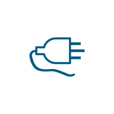 Beyaz Arkaplanda Mavi Simge Hattı. Mavi Düz Biçim Vektör İllüstrasyonu.