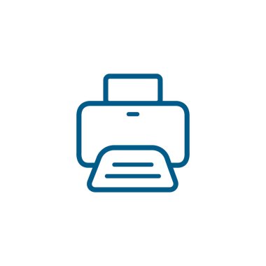 Yazıcı Hattı Beyaz Arkaplanda Mavi Simge. Mavi Düz Biçim Vektör İllüstrasyonu.