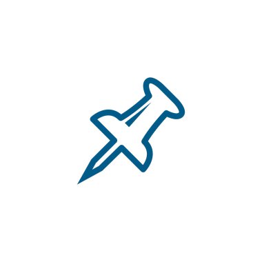 Beyaz Arkaplan 'daki Pin Line Blue Icon' a bas. Mavi Düz Biçim Vektör İllüstrasyonu.