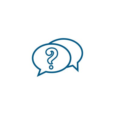 Beyaz Arkaplanda Soru Satırı Mavi Simgesi. Mavi Düz Biçim Vektör İllüstrasyonu.