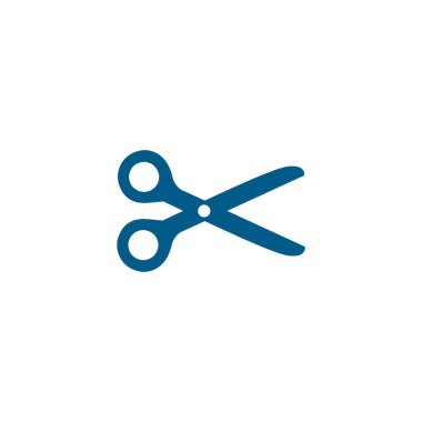 Beyaz Arkaplanda Mavi Makas Simgesi. Mavi Düz Biçim Vektör İllüstrasyonu.