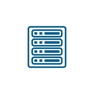 Beyaz Arkaplanda Mavi Sunucu Simgesi. Mavi Düz Biçim Vektör İllüstrasyonu.