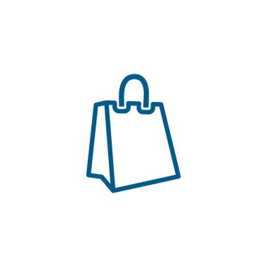 Beyaz Arkaplanda Alışveriş Torbası Mavi Simgesi. Mavi Düz Biçim Vektör İllüstrasyonu.