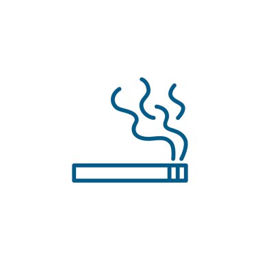 Basit Sigara Hattı Beyaz Arkaplanda Mavi Simge. Mavi Düz Biçim Vektör İllüstrasyonu.