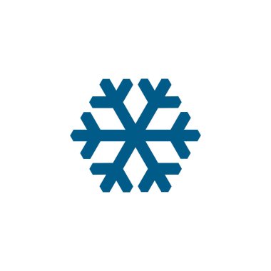 Beyaz Arkaplanda Kar Tanesi Mavi Simgesi. Mavi Düz Biçim Vektör İllüstrasyonu.