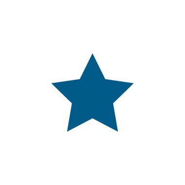 Beyaz Arkaplanda Yıldız Mavi Simgesi. Mavi Düz Biçim Vektör İllüstrasyonu.