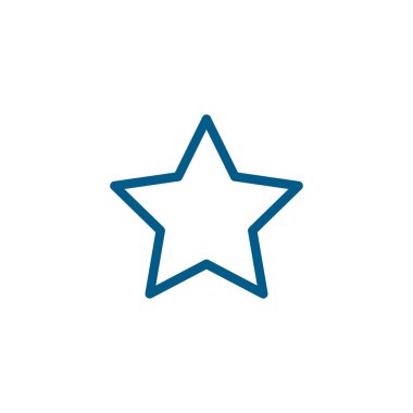 Beyaz Arkaplanda Yıldız Çizgisi Mavi Simgesi. Mavi Düz Biçim Vektör İllüstrasyonu.