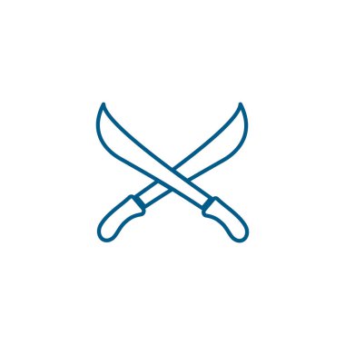 Kılıç Çizgisi Mavi Simge Beyaz Arkaplanda. Mavi Düz Biçim Vektör İllüstrasyonu.