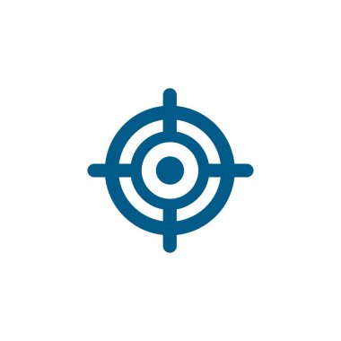 Hedef Mavi Simge Beyaz Arkaplanda. Mavi Düz Biçim Vektör İllüstrasyonu.