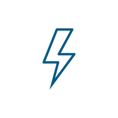 Thunderbolt Hattı Beyaz Arkaplanda Mavi Simge. Mavi Düz Biçim Vektör İllüstrasyonu.