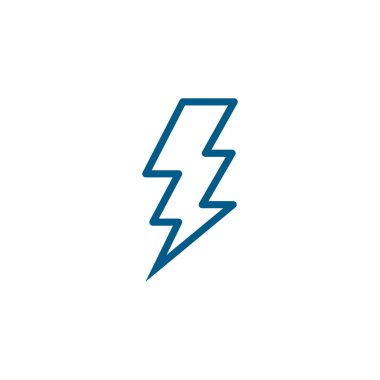 Thunderbolt Hattı Beyaz Arkaplanda Mavi Simge. Mavi Düz Biçim Vektör İllüstrasyonu.