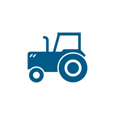 Traktör Mavi Simge Beyaz Arkaplanda. Mavi Düz Biçim Vektör İllüstrasyonu.