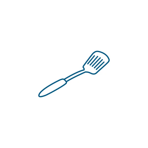 Spatula Line Blue Icon White Background 약자입니다 모양의 반사기 — 스톡 벡터