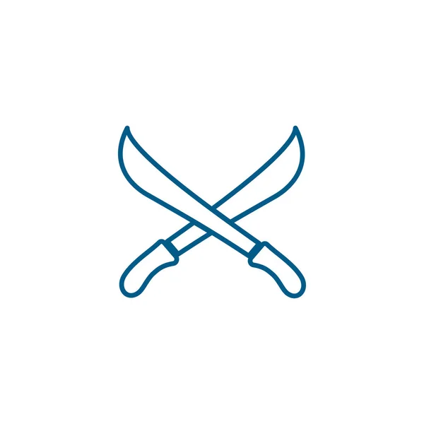 Spada Croce Linea Icona Blu Sfondo Bianco Illustrazione Vettoriale Stile — Vettoriale Stock
