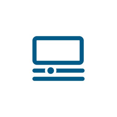 Beyaz Arkaplanda Klasik Bilgisayar Mavi Simgesi. Mavi Düz Biçim Vektör İllüstrasyonu