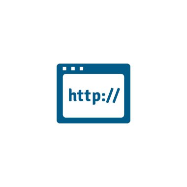 Beyaz Arkaplanda Mavi Simge Web Sayfası. Mavi Düz Biçim Vektör İllüstrasyonu